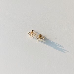 Anthropologie Dainty Gold Bow Stud Earrings
